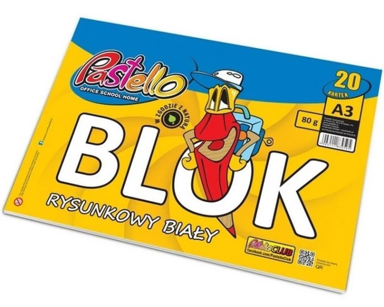 Blok rysunkowy A3 80g 20 kartek, Alfa Pastello
