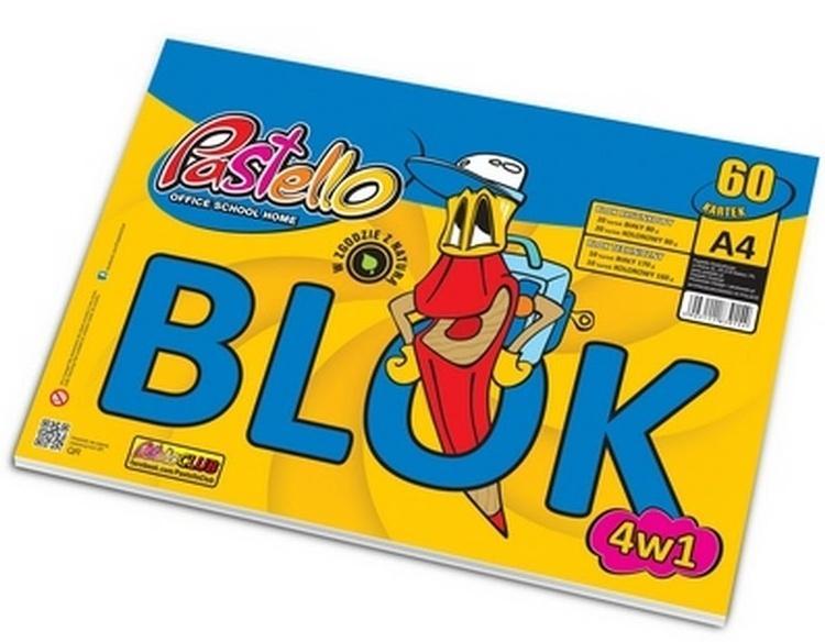 Blok 4w1 A4 60 kartek, Alfa Pastello