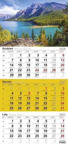 Kalendarz 2027 trójdzielny Jezioro