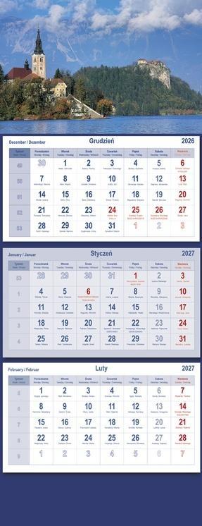 Kalendarz 2027 trójdzielny Kościół