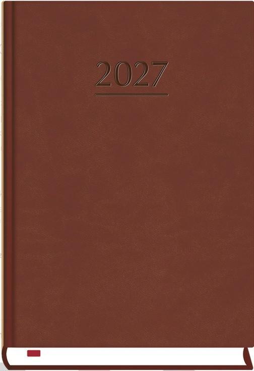 Terminarz 2027 B6 dzienny Powszechny brąz