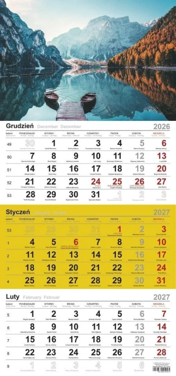 Kalendarz 2027 trójdzielny Przystań