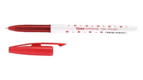 Długopis Superfine 0,5mm czer. (30szt) TOMA, TOMA