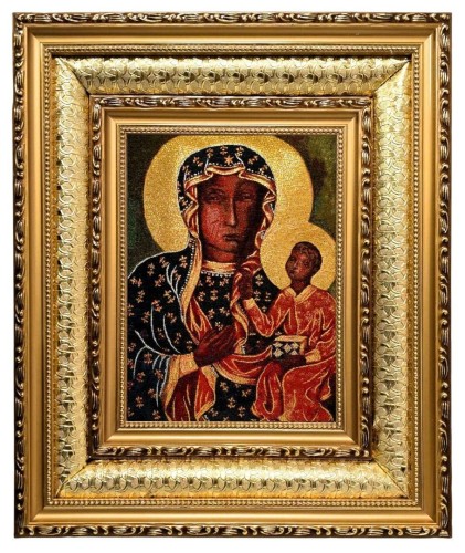 Obraz Haftowany Matka Boża Częstochowska 38x32cm
