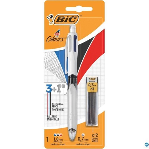 Długopis 4 Colours + wkłady 12szt BIC, BIC