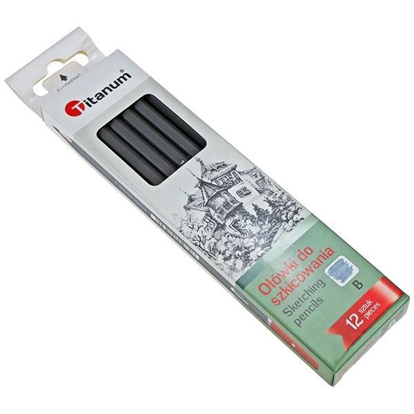 Ołówki do szkicowania B 12szt, Titanum