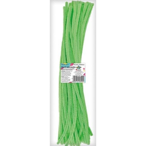 Druciki dekoracyjne 0,6x30cm fluo zielone 50szt
