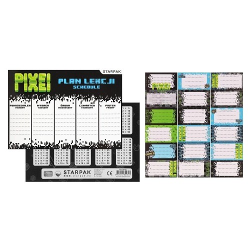 Plan lekcji A5 + naklejki na zeszyt Pixel, STARPAK