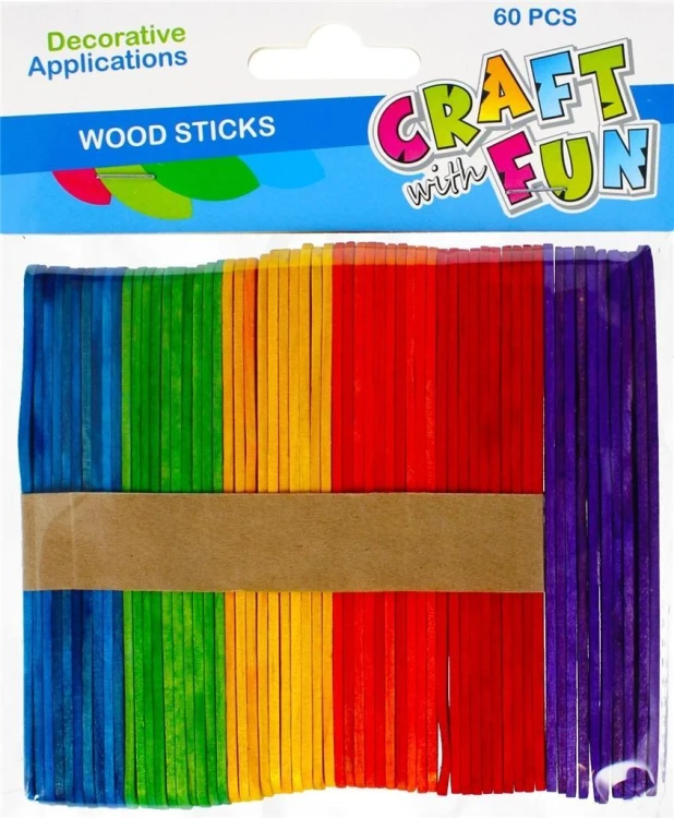 Patyczki drewniane kolorowe 60szt, Craft with Fun