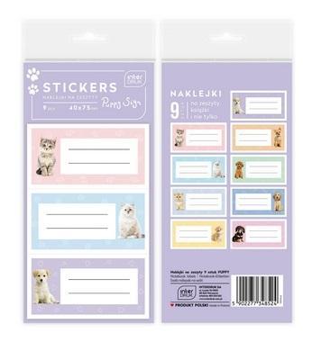 Naklejki na zeszyty 9szt Puppy Sign, INTERDRUK