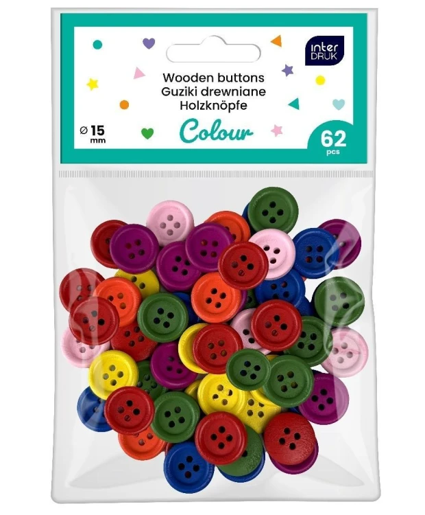 Guziki kolorowe 62szt, INTERDRUK