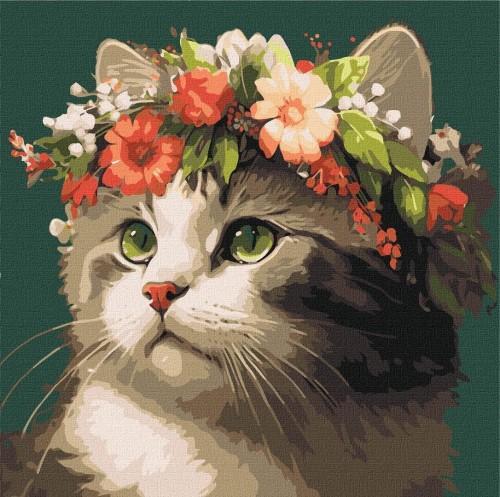 Malowanie po numerach -Wiosenny kot 40x40cm