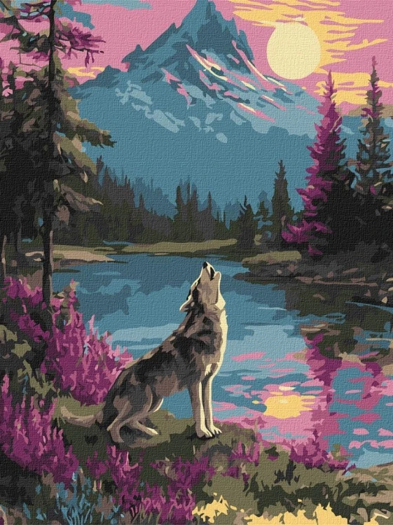 Malowanie po numerach - Samotny wilk 30x40cm