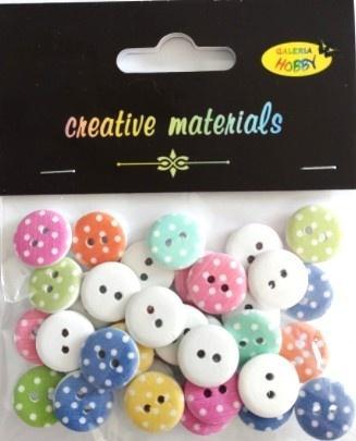 Guziki drewniane w kropeczki 15mm 15g