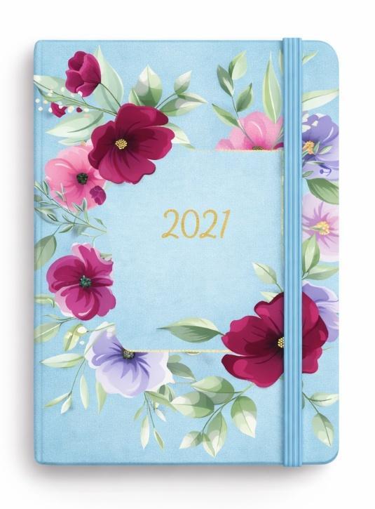 Kalendarz 2027 Botanical A5 dzienny azalia błękit