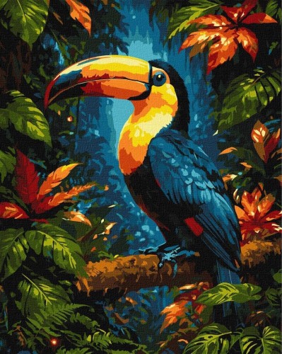 Malowanie po numerach - Barwny tukan 40x50cm
