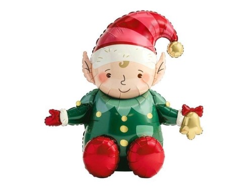Balon foliowy Elf zielono-czerwony 89x92cm