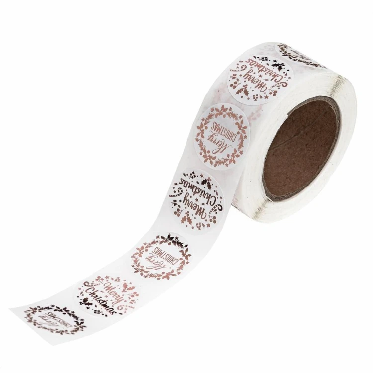 Naklejki na rolce 2,5cm - Christmas rose gold 500s