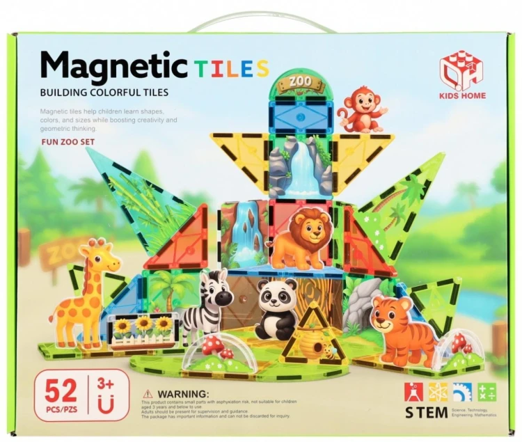 Klocki magnetyczne Zoo 52el, Mega Creative