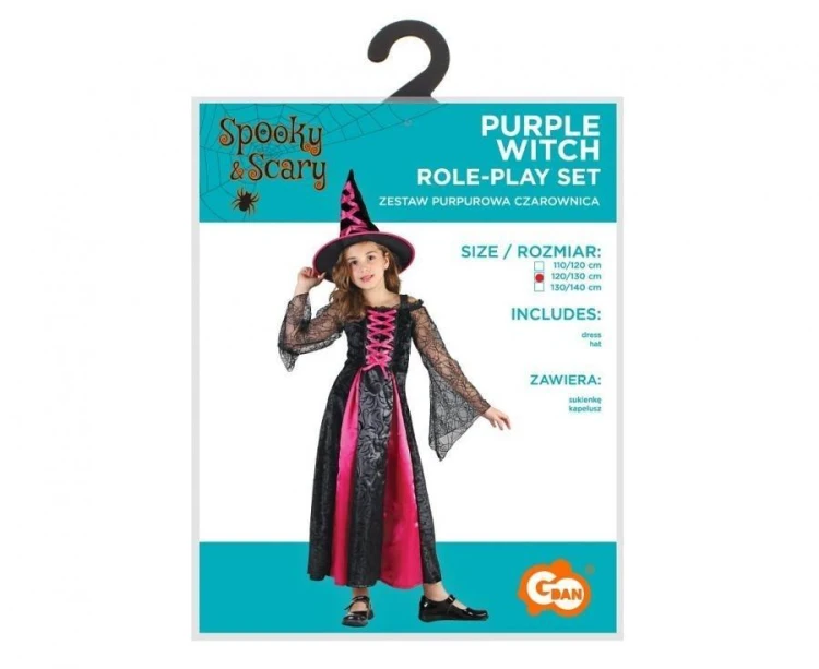 Strój Purpurowa Czarownica rozm. 120/130cm