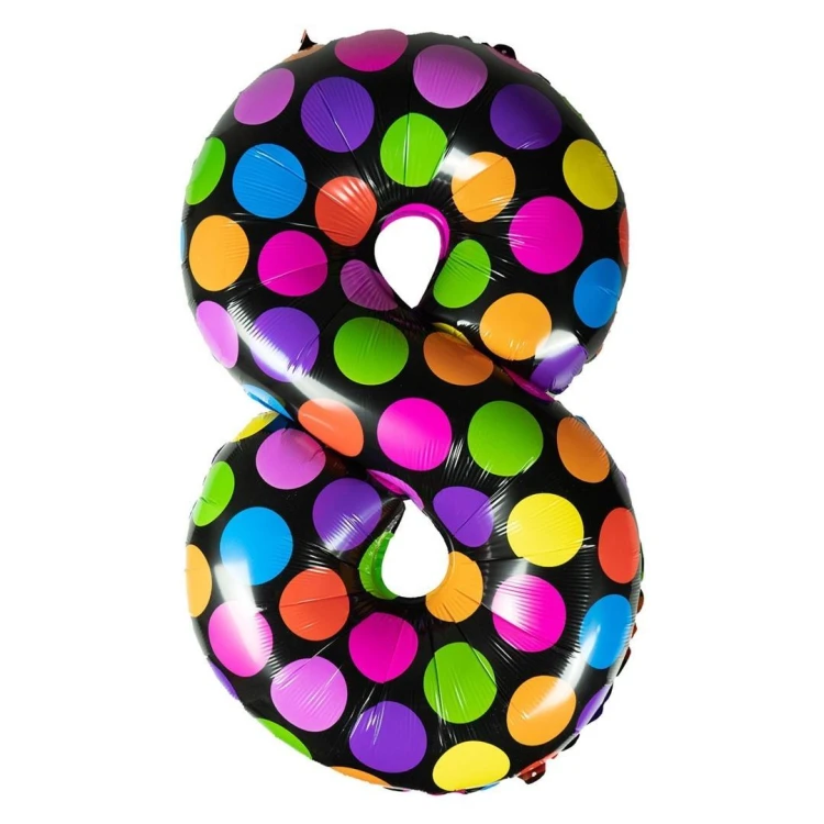 Balon foliowy cyferka 8 w kropki