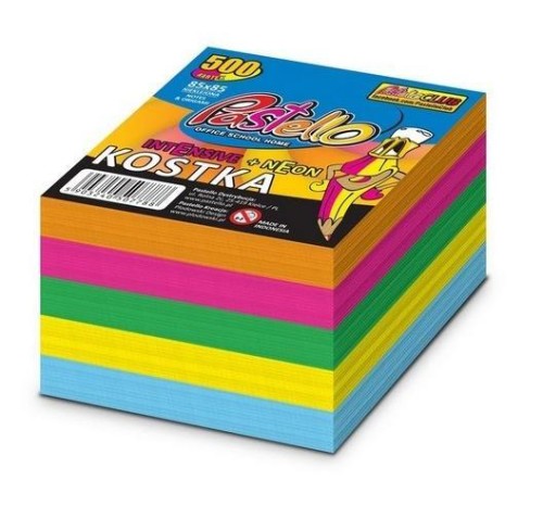 Kostka klejona 85x85mm 500 kartek kolorowa