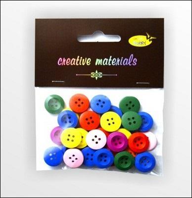 Guziki drewniane kolorowe 15mm 15g, Galeria Hobby