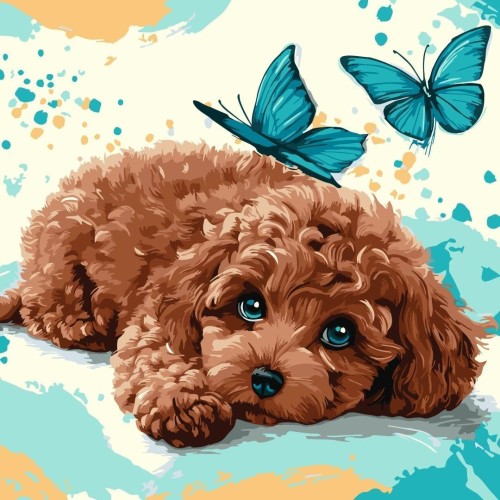 Malowanie po numerach - Uroczy pudel 40x40cm