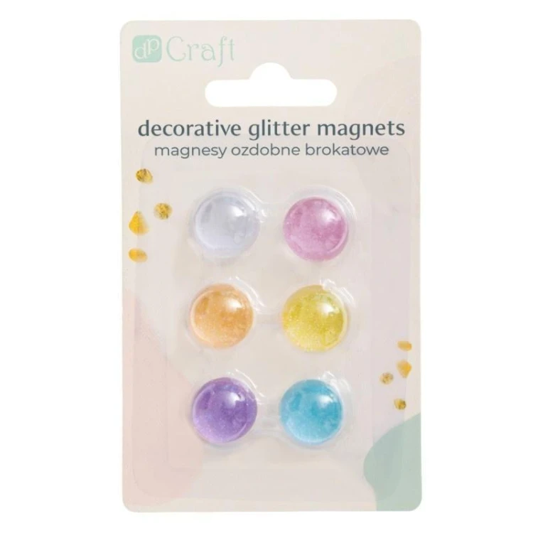 Magnesy ozdobne brokatowe 6szt, Dalprint dpCraft