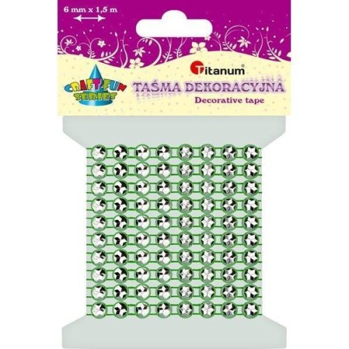 Taśma z kryształkami 6mm x1,5m zielona, Titanum