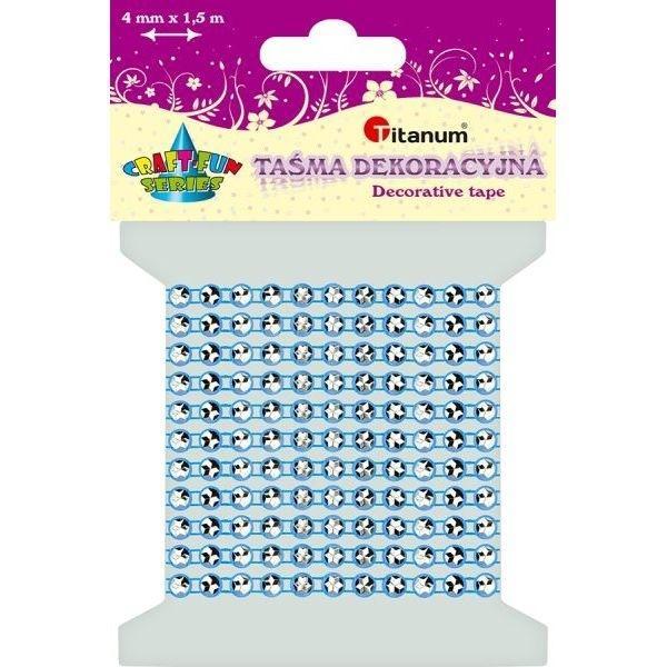 Taśma z kryształkami 4mm x1,5m błękitna, Titanum