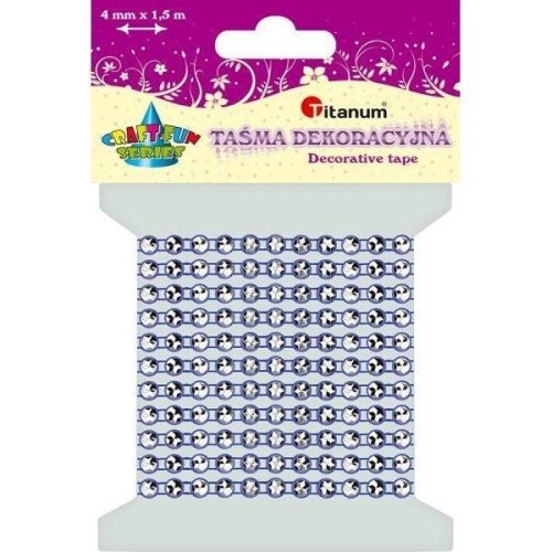 Taśma z kryształkami 4mm x 1,5m niebieska, Titanum