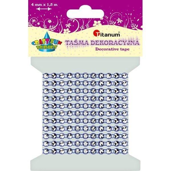 Taśma z kryształkami 4mm x 1,5m niebieska, Titanum