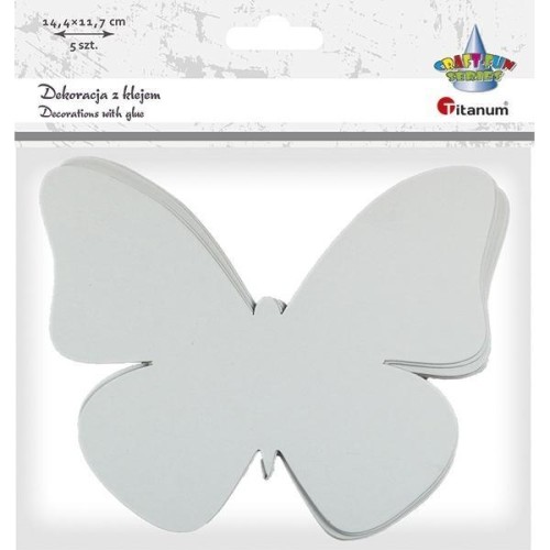 Kartonowe motyle białe z klejem 14,4x11,7cm 5szt