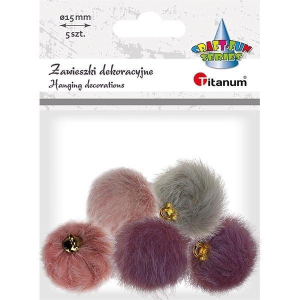 Zawieszki dekoracyjne pompony 15mm 5szt, Titanum