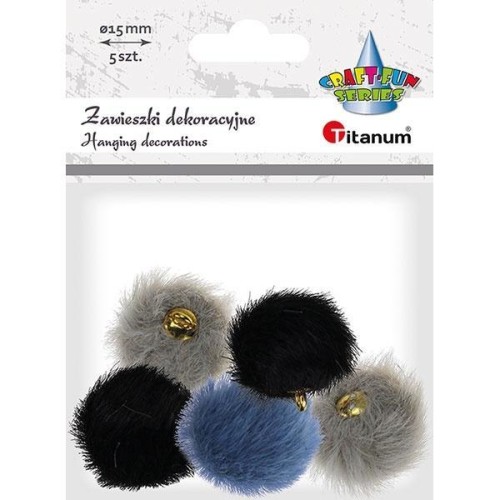 Zawieszki dekoracyjne pompony 15mm 5szt, Titanum