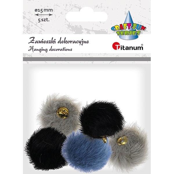Zawieszki dekoracyjne pompony 15mm 5szt, Titanum