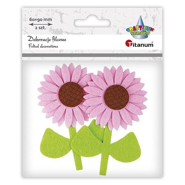 Filcowe 3D słoneczniki różowe 60x90mm 2szt