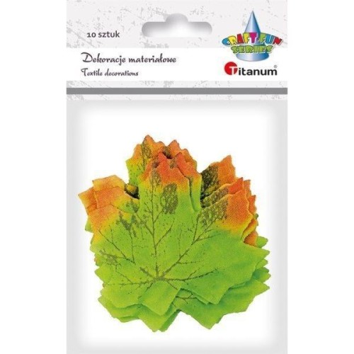Liście klonu materiałowe zielono-pomarańcz. 10szt