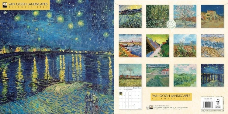 Kalendarz 2027 ścienny kwadrat Van Gogh Krajobrazy