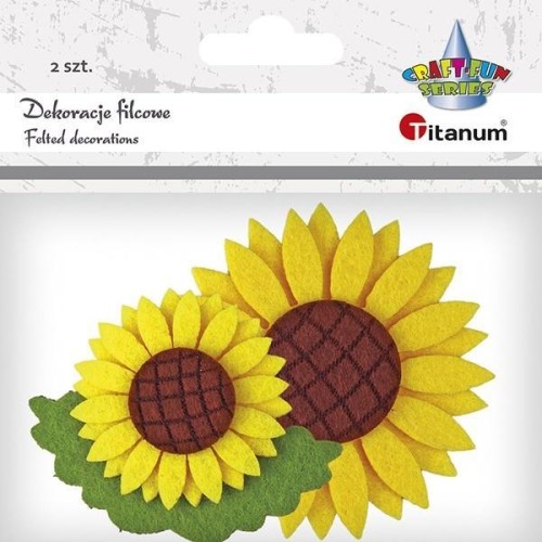 Filcowe 3D słoneczniki z liściem 55x70mm 2szt
