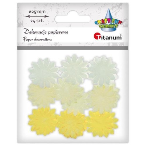 Dekoracje papierowe kwiaty 25mm kremowe 24szt