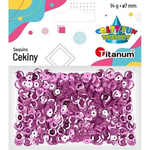 Cekiny okrągłe 7mm metaliczne różowe 14g, Titanum