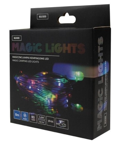 Magiczne lampki kempingowe 80led RGBNW USB-C 5V 8m