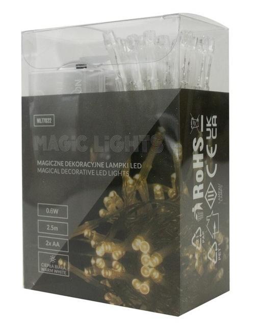 Magiczne dekoracyjne lampki LED 2700K 2,5m 2AA