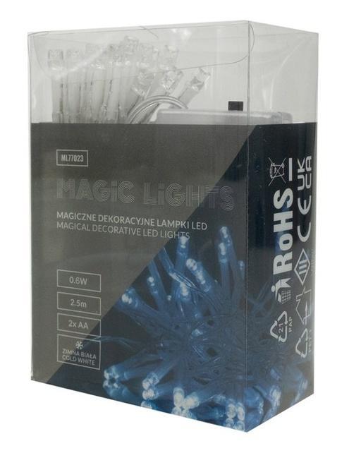 Magiczne dekoracyjne lampki LED 8000K 2,5m 2AA