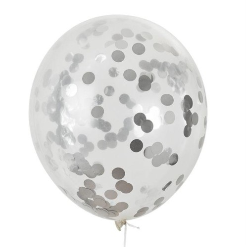 Balony z konfetti srebrnym 30cm 5szt