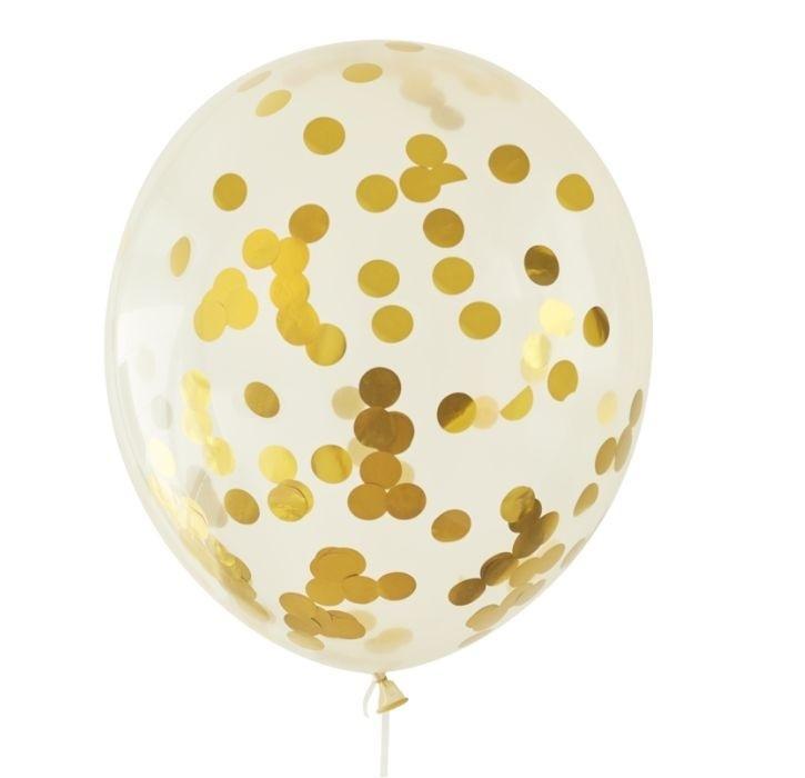 Balony z konfetti złotym 30cm 5szt