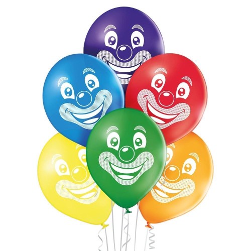 Balony twarze klowna 30cm 6szt