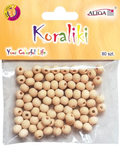 Koraliki drewniane 8mm 80szt, Aliga